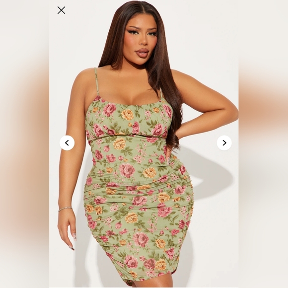Fashion Nova Dresses & Skirts - Fashion Nova Floral Mesh Mini Dress - Green and Pink